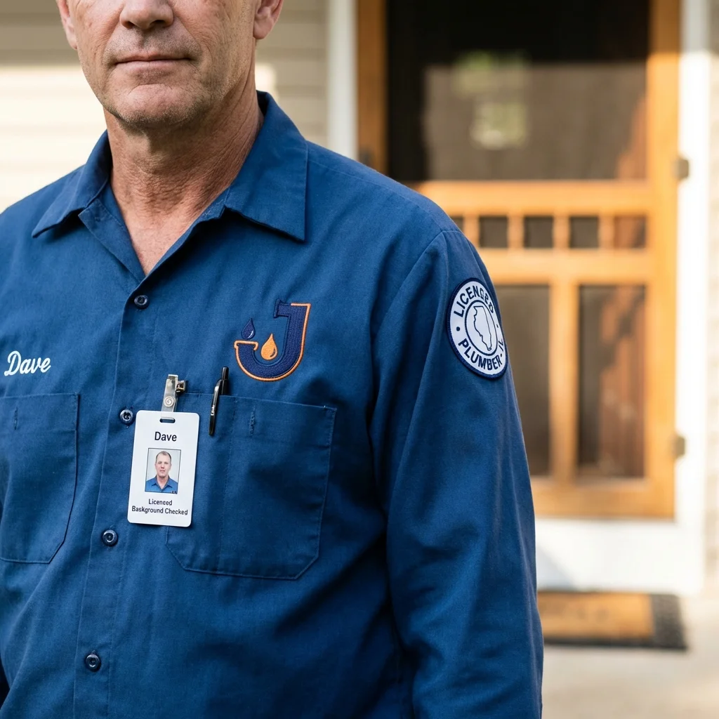 Licensed plumber showing ID badge in Sammamish, WA