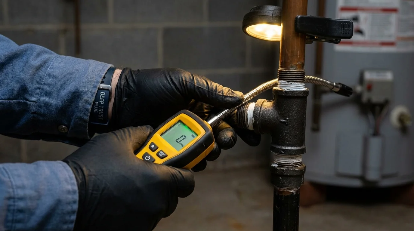 Gas leak detection with electronic sniffer by Johns Plumbing LLC in Sammamish