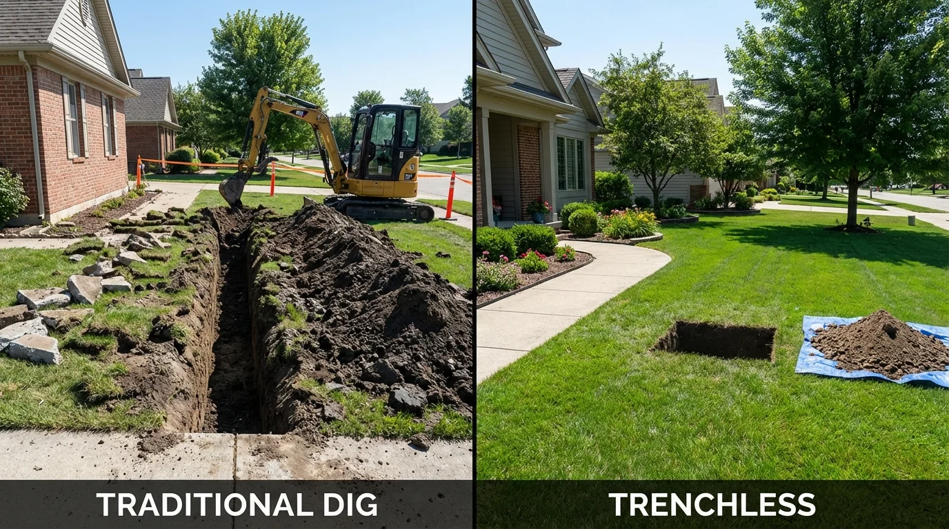 Trenchless sewer repair with minimal yard damage versus traditional excavation in Sammamish, WA